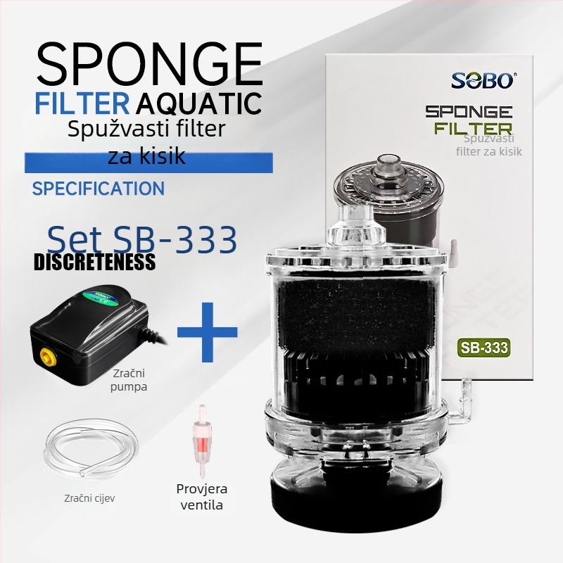 SB-533 akvarijski filter 3-u-1 s aeracijom, tiho rada, ugrađena kultivacija bakterija