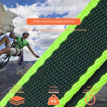 Poliesterski pojas za penjanje s ploskim prstenom, visoke čvrstoće, otporan na habanje