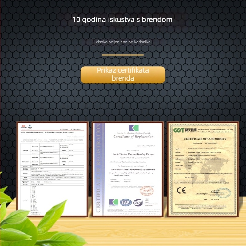 Poliesterski pojas za penjanje s ploskim prstenom, visoke čvrstoće, otporan na habanje