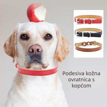 Ovratnik za kućne ljubimce s podesivom kopčom, monokromni dizajn, prirodna koža + premium koža, stil Japana i Južne Koreje, pogodan za sve sezone
