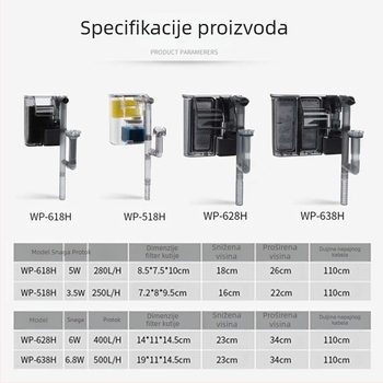 Songbao Zidni vanjski filter za akvarij, tri u jednom, tih, štedljiv, lako za čišćenje (Materijal: plastika; Značka: Songbao; Težina: 0,2 kg)