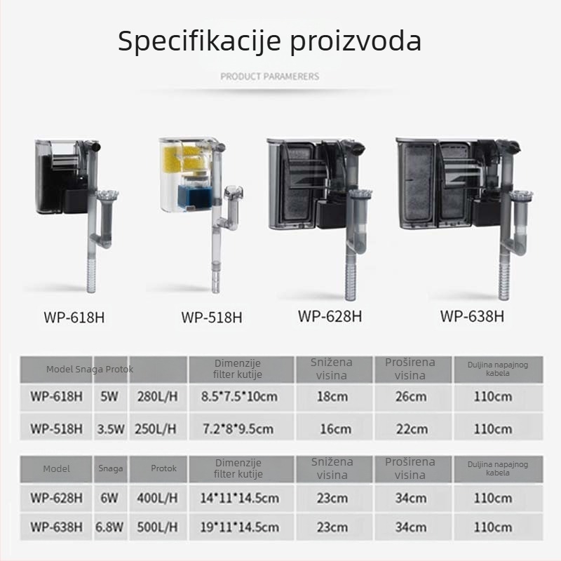 Songbao Zidni vanjski filter za akvarij, tri u jednom, tih, štedljiv, lako za čišćenje (Materijal: plastika; Značka: Songbao; Težina: 0,2 kg)