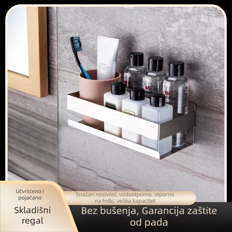 Bez bušenja: Zidni držač za ručnike od nehrđajućeg čelika i skladišni regál, nosivost 10 kg