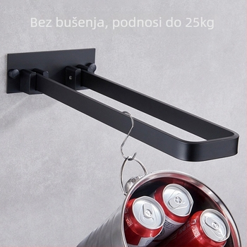 Držač za ručnike od aluminijske legure, bez bušenja, nosivost 25 kg, površina premazana plastikom, moderni minimalistički stil