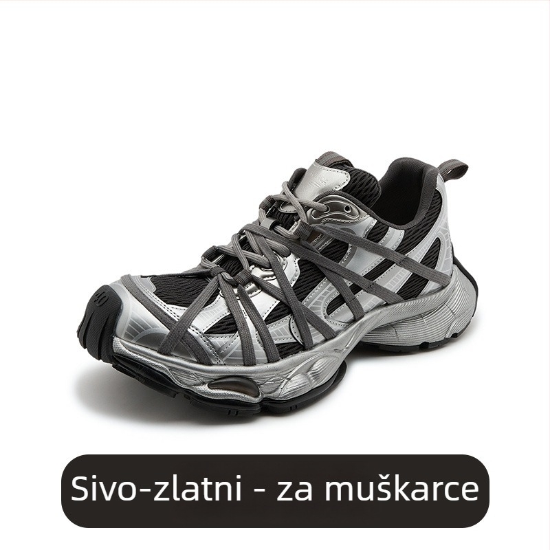Ženske tenisice s mrežastom gornjem i platformom, prednje vezanje, okrugli vrh, niski profil