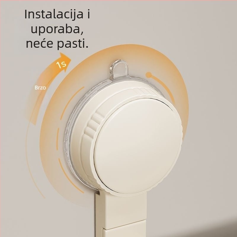 Držač ručnika s usisivačem, zidni bez bušenja, 1 razina, držač za gumice za kosu