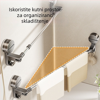 Držač za ručnike s usisnom čašom, zidni, teleskop, plastični, nosivost 5–10 kg