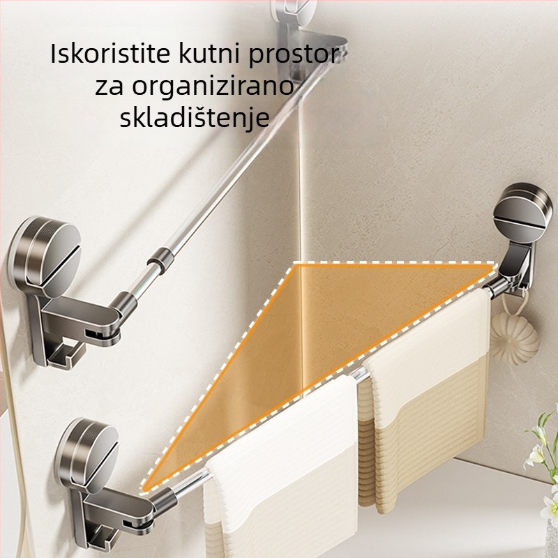 Držač za ručnike s usisnom čašom, zidni, teleskop, plastični, nosivost 5–10 kg