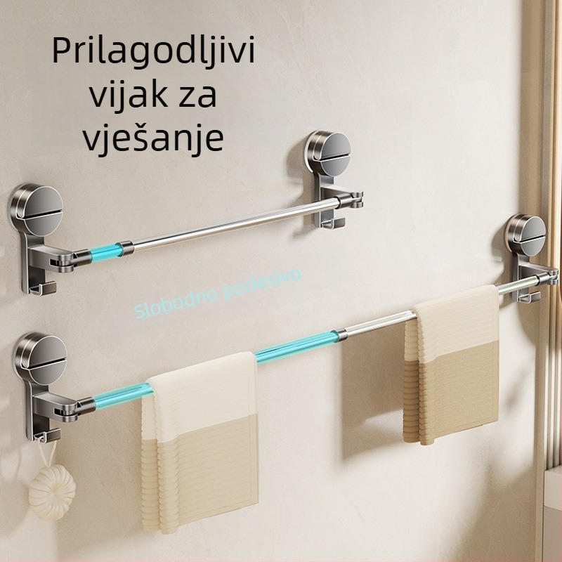 Držač za ručnike s usisnom čašom, zidni, teleskop, plastični, nosivost 5–10 kg