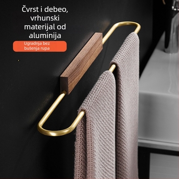 Zidni nosač papuča i ručnika bez bušenja, aluminijska legura, nosivost 20 kg, jednoslojni, svijetli luksuzni stil
