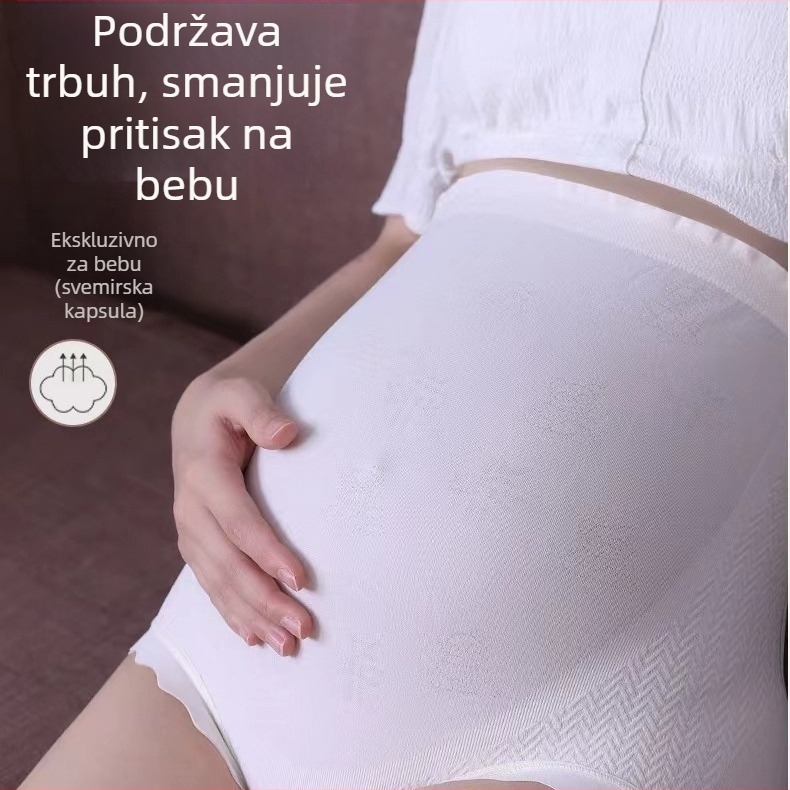 Trudničke hlače: visok pojas, bez šavova, kontrola trbuha, antibakterijsko, glavni materijal najlon 90–95%