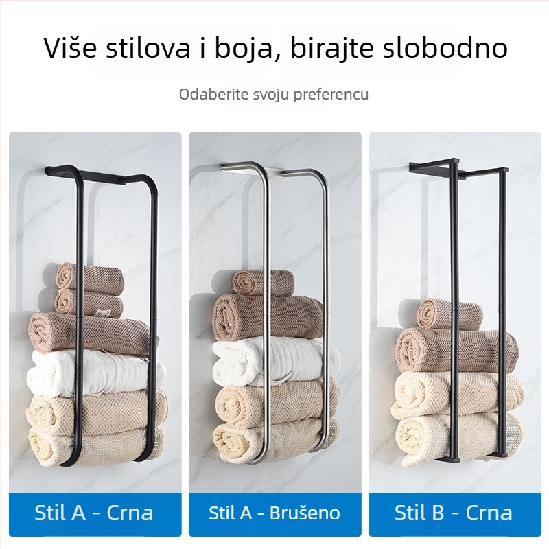 Zidni držač za ručnike od nehrđajućeg čelika, višestruke etaže, nosivost 10 kg, moderan minimalistički dizajn (sprej završna obrada; lgc marka; skladištenje)