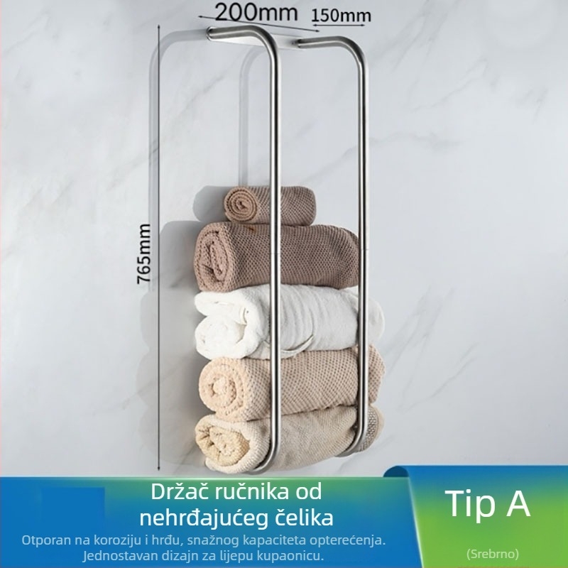 Zidni držač za ručnike od nehrđajućeg čelika, višestruke etaže, nosivost 10 kg, moderan minimalistički dizajn (sprej završna obrada; lgc marka; skladištenje)