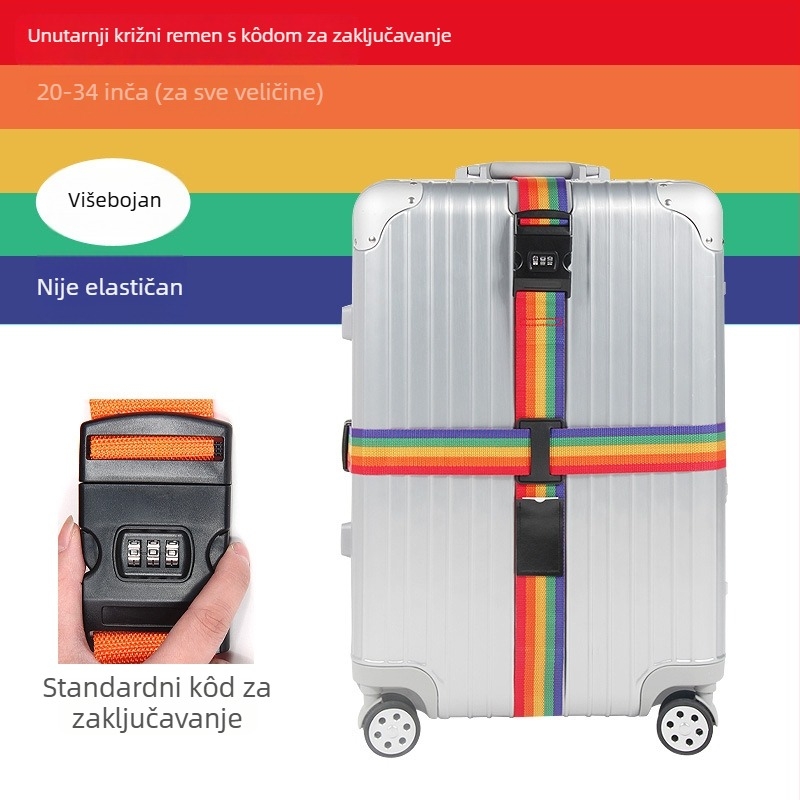Križni remen za prtljagu s bravom na lozinku – najlonski remen za pakiranje