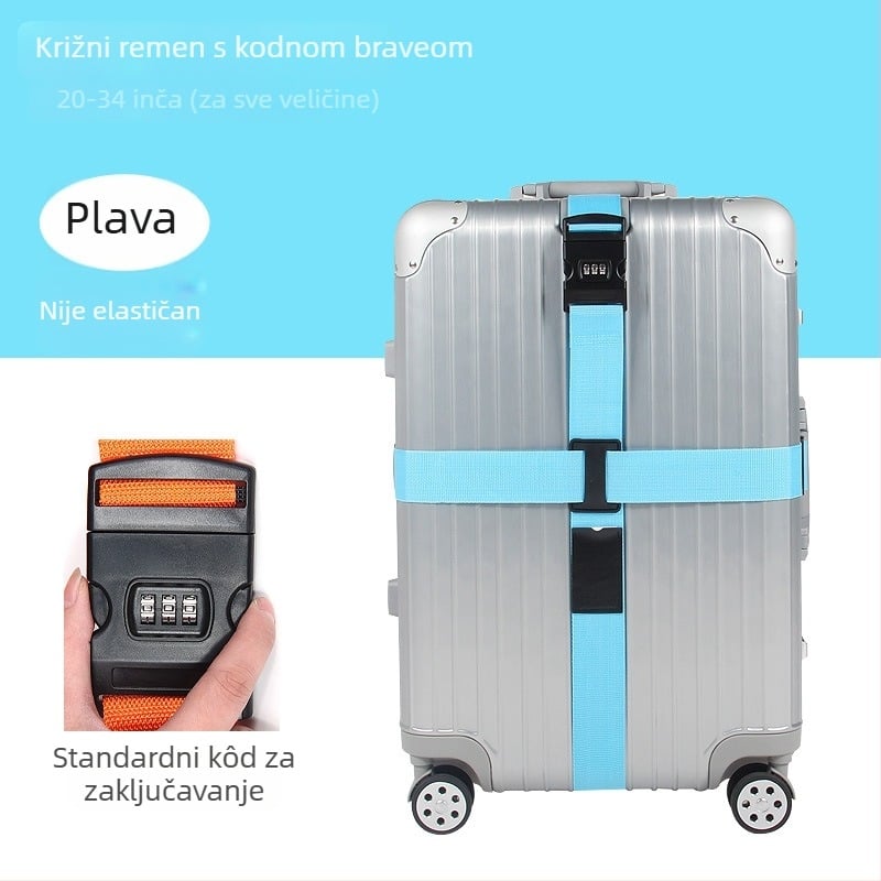 Križni remen za prtljagu s bravom na lozinku – najlonski remen za pakiranje
