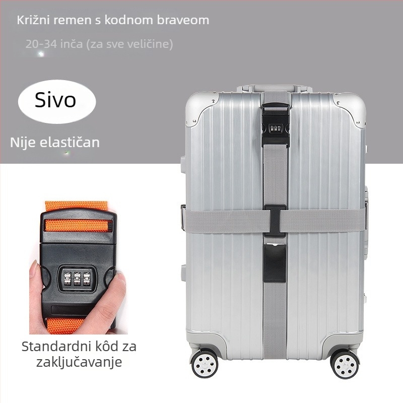 Križni remen za prtljagu s bravom na lozinku – najlonski remen za pakiranje