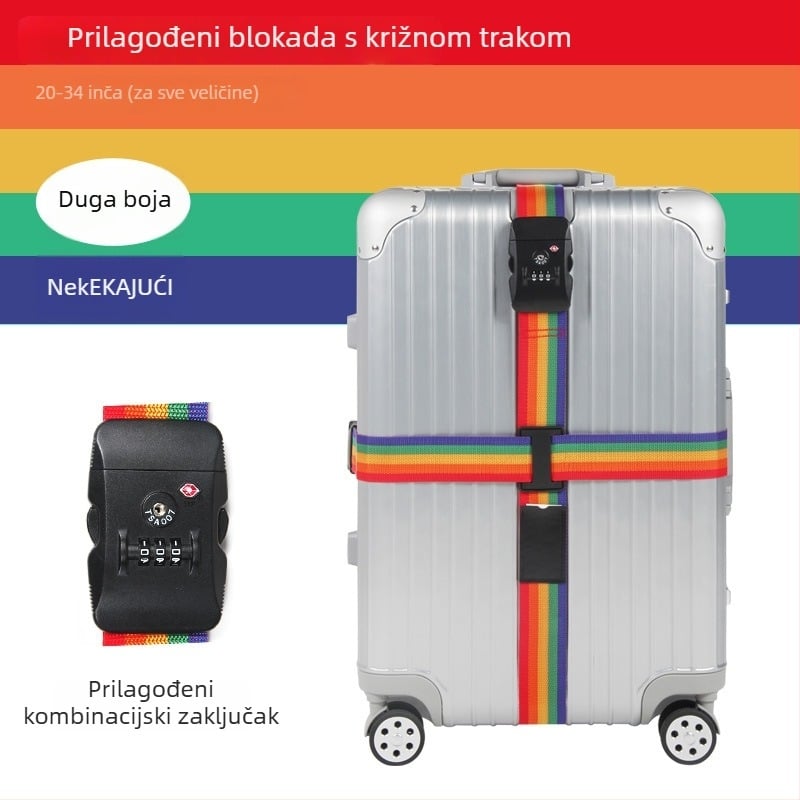 Križni remen za prtljagu s bravom na lozinku – najlonski remen za pakiranje