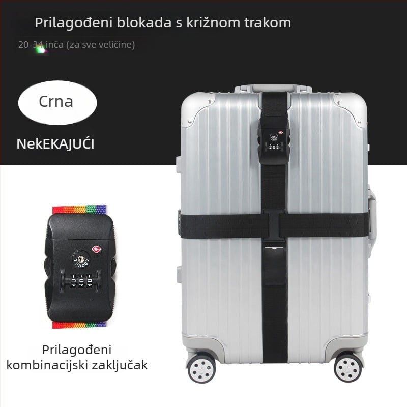 Križni remen za prtljagu s bravom na lozinku – najlonski remen za pakiranje