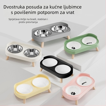 Dvostruke keramičke posude za mačke s dizajnom protiv prevrnutja
