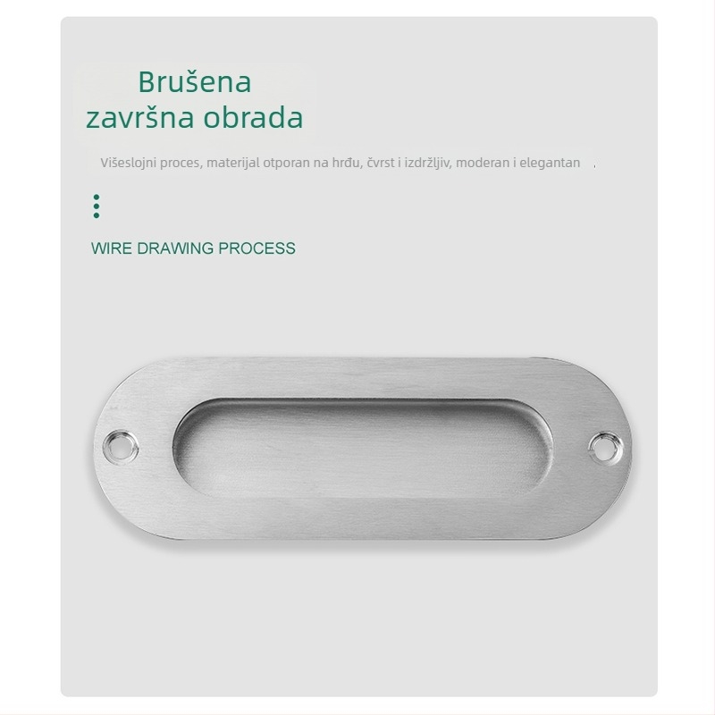 Nerđajući čelik skrivena ovalna ručka za klizna vrata