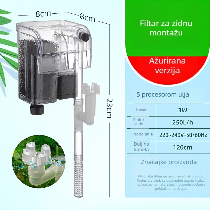 Filter pumpa za akvarij — tri u jednom, tiha vanjska viseća pumpa, vodopadni filtr, oksigenirajuća pumpa (Materijal: Plastika; Model: 06; Preko granice izvoza: Da)