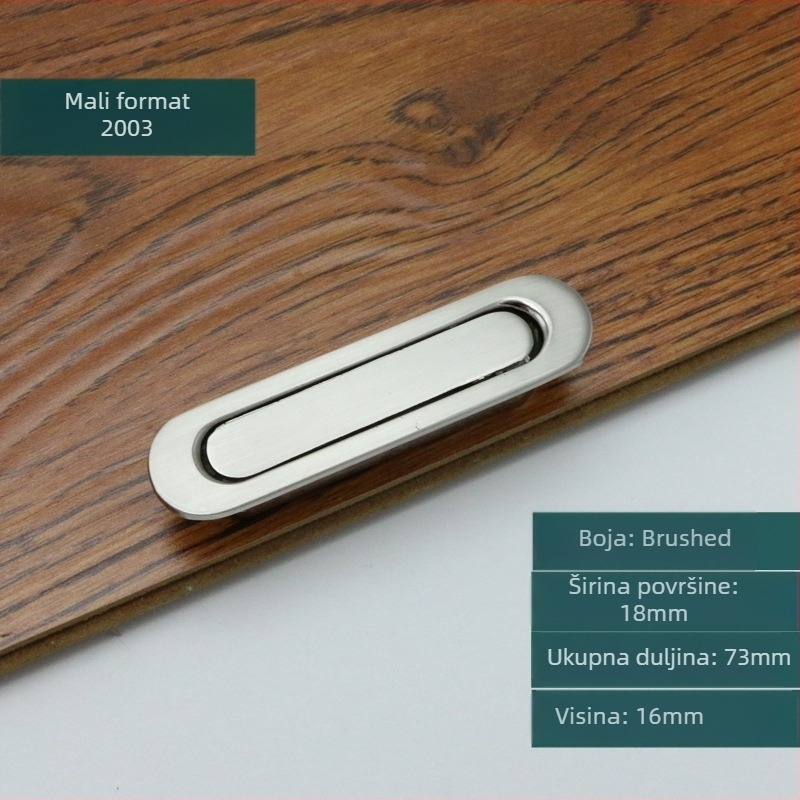 Tatami skrivena ručka za ormariće i ladice – ugrađena, moderni minimalistički stil; materijal: cinkov spoj; model: 2003; poliranje elektroplate