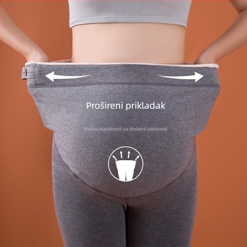 Trudničke tajice od vunene mješavine, s podrškom za abdomen, uski kroj, za jesen-zimu