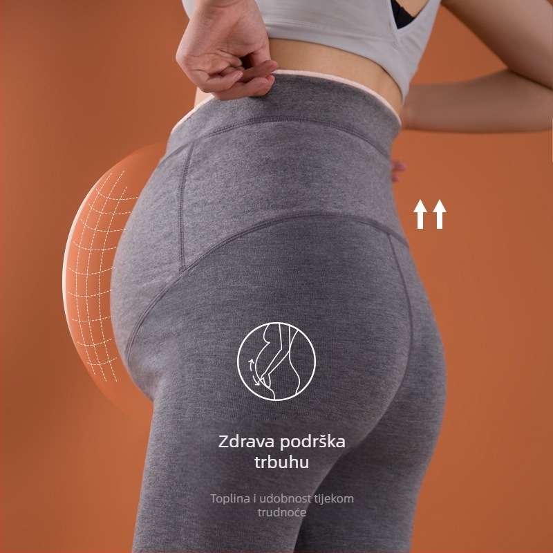 Trudničke tajice od vunene mješavine, s podrškom za abdomen, uski kroj, za jesen-zimu