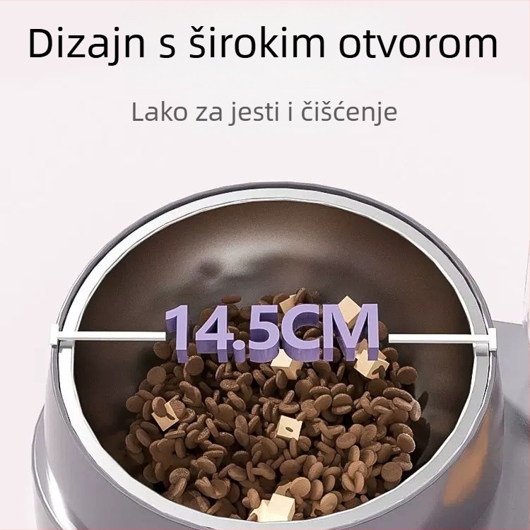 Dvostruka zdjelica za mačke – zdjela za hranu i vodu s nagnutim rubom, zaštita od prevrtanja, materijali: PP, PET, nehrđajući čelik
