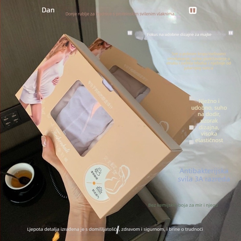 Donje rublje za trudnice, visok struk, najlonska tkanina, pamukova podstava u preponi, brzo se suši, 71D vlakno