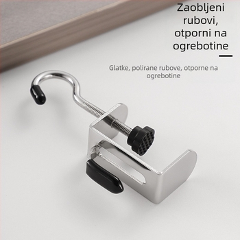 Stolna kuka za torbe s dvostrukim kukama, odvojiva — Model Yz-school bag hook desktop hook, nehrđajući čelik, moderni minimalistički stil, fina poliranja