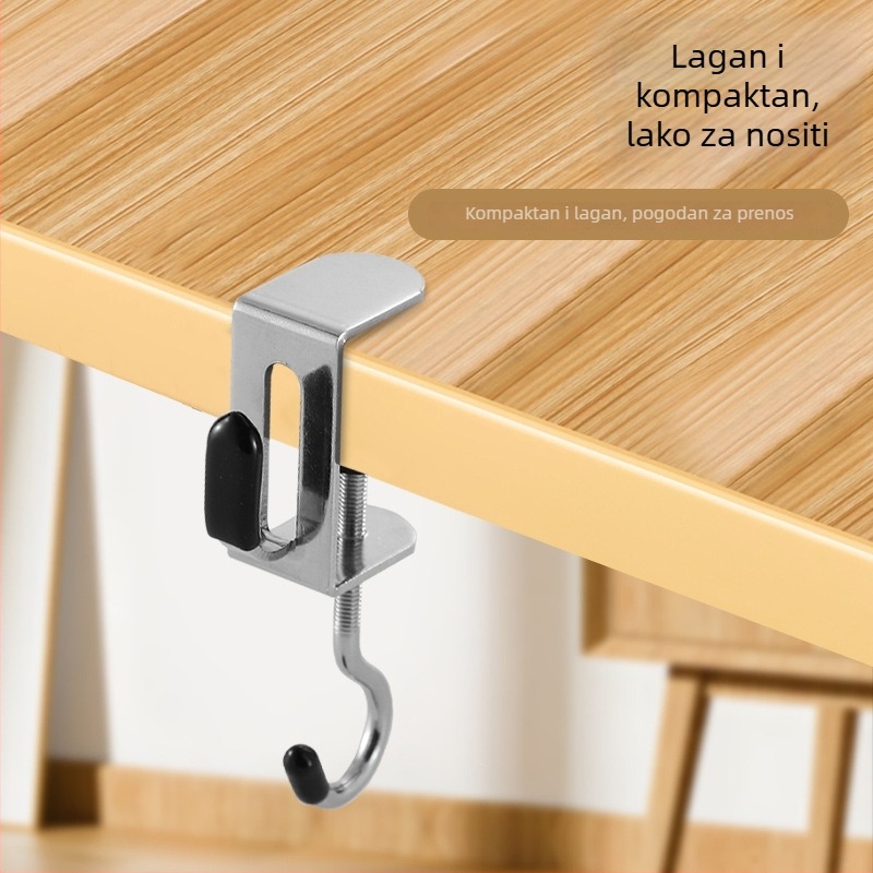 Stolna kuka za torbe s dvostrukim kukama, odvojiva — Model Yz-school bag hook desktop hook, nehrđajući čelik, moderni minimalistički stil, fina poliranja
