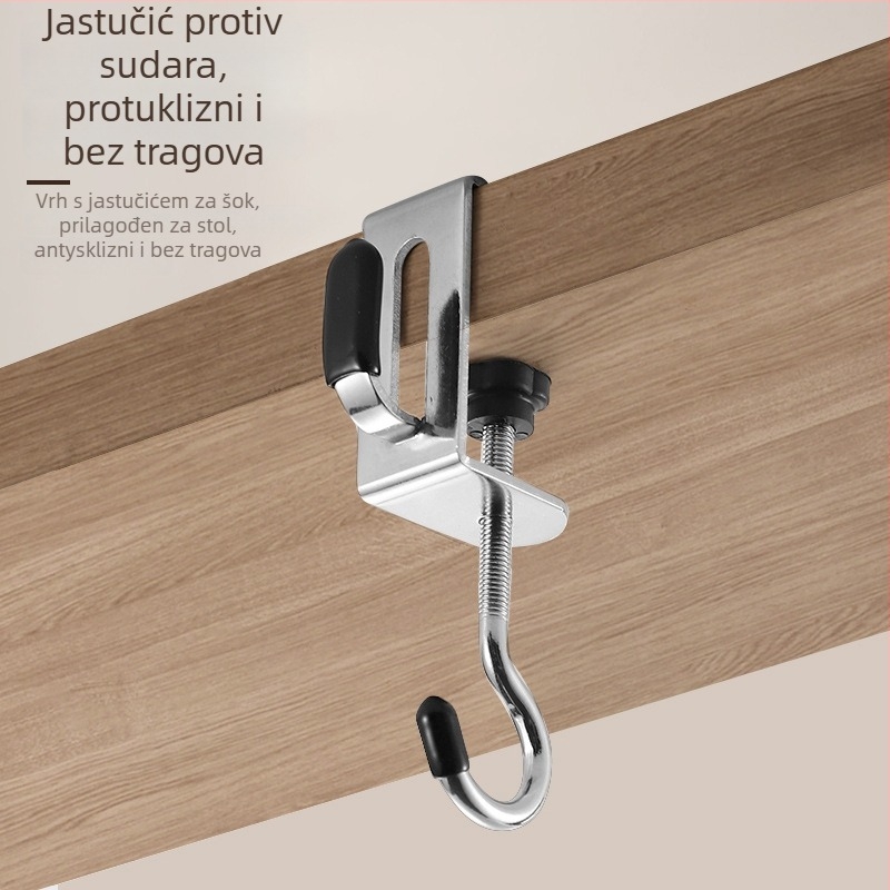 Stolna kuka za torbe s dvostrukim kukama, odvojiva — Model Yz-school bag hook desktop hook, nehrđajući čelik, moderni minimalistički stil, fina poliranja