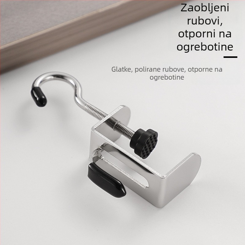 Stolna kuka za torbe s dvostrukim kukama, odvojiva — Model Yz-school bag hook desktop hook, nehrđajući čelik, moderni minimalistički stil, fina poliranja