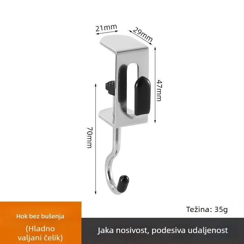Stolna kuka za torbe s dvostrukim kukama, odvojiva — Model Yz-school bag hook desktop hook, nehrđajući čelik, moderni minimalistički stil, fina poliranja