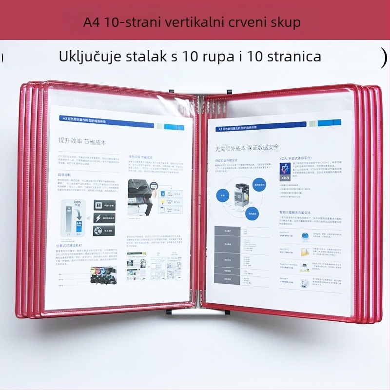 Zidni stalak za izlaganje mapa, 10 stranica, plastika, višestrani klip, jirwou, model Vertical 10 stranica
