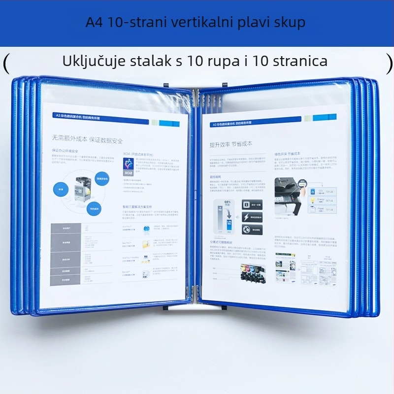Zidni stalak za izlaganje mapa, 10 stranica, plastika, višestrani klip, jirwou, model Vertical 10 stranica