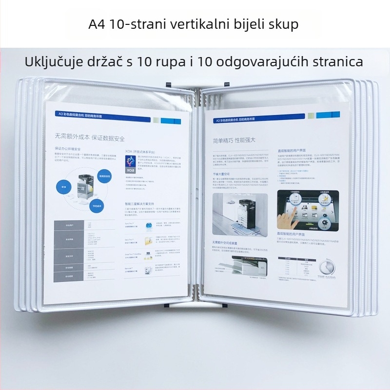 Zidni stalak za izlaganje mapa, 10 stranica, plastika, višestrani klip, jirwou, model Vertical 10 stranica
