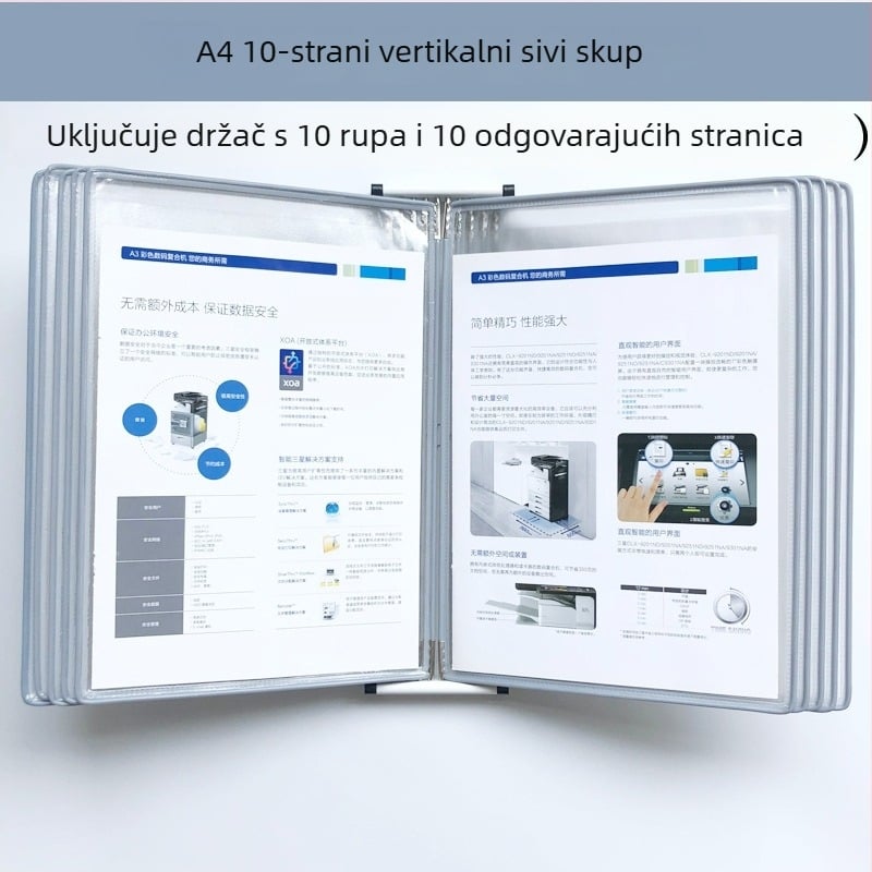 Zidni stalak za izlaganje mapa, 10 stranica, plastika, višestrani klip, jirwou, model Vertical 10 stranica