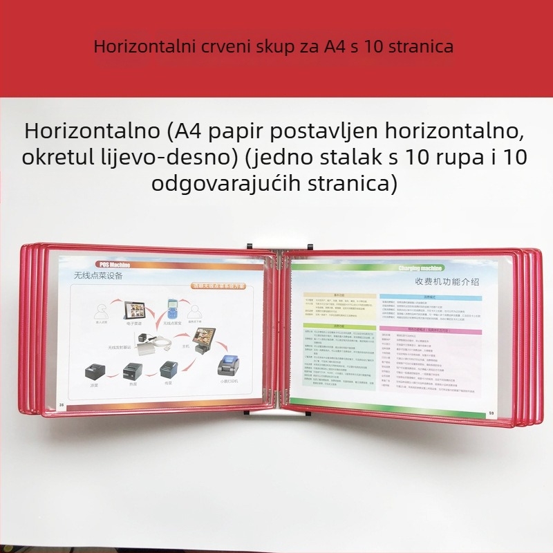 Zidni stalak za izlaganje mapa, 10 stranica, plastika, višestrani klip, jirwou, model Vertical 10 stranica