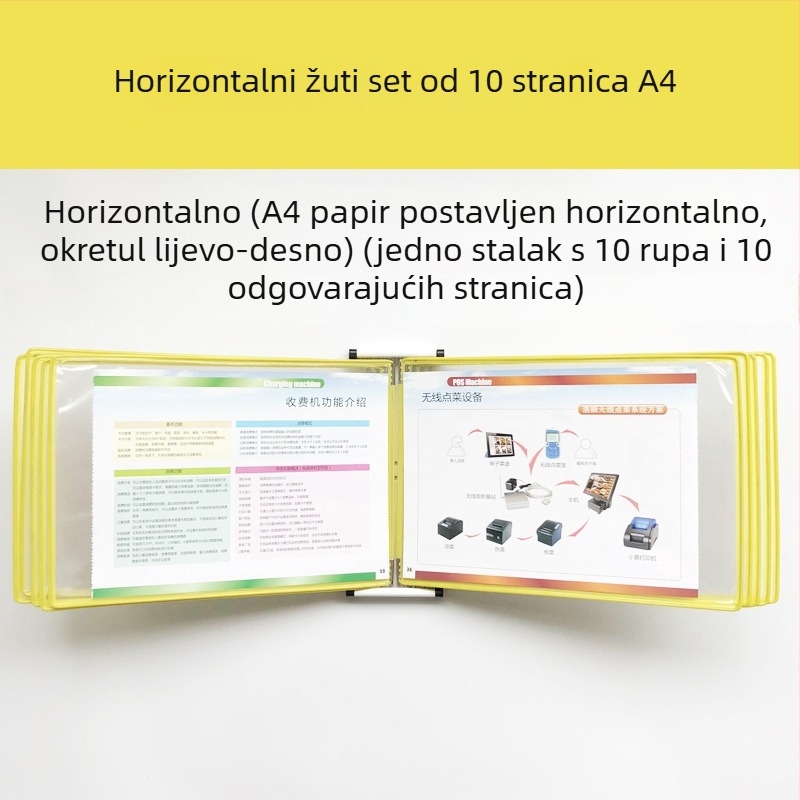 Zidni stalak za izlaganje mapa, 10 stranica, plastika, višestrani klip, jirwou, model Vertical 10 stranica