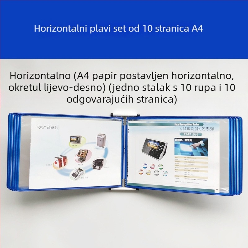 Zidni stalak za izlaganje mapa, 10 stranica, plastika, višestrani klip, jirwou, model Vertical 10 stranica