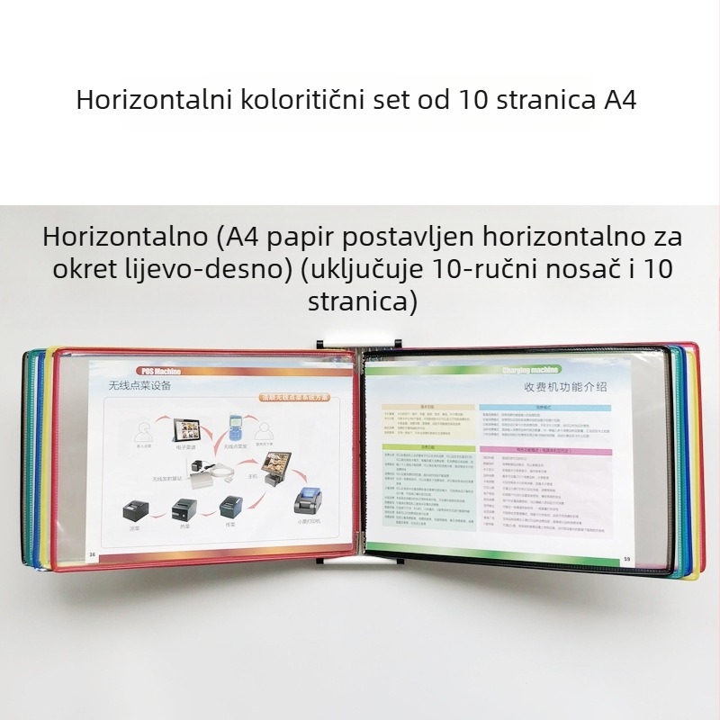 Zidni stalak za izlaganje mapa, 10 stranica, plastika, višestrani klip, jirwou, model Vertical 10 stranica