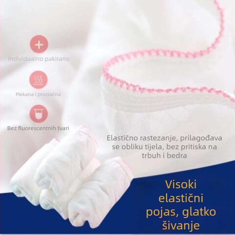 Jednokratne porodne gaćice, prozračne, bezšivne, visoki pojas, za postporođajno razdoblje