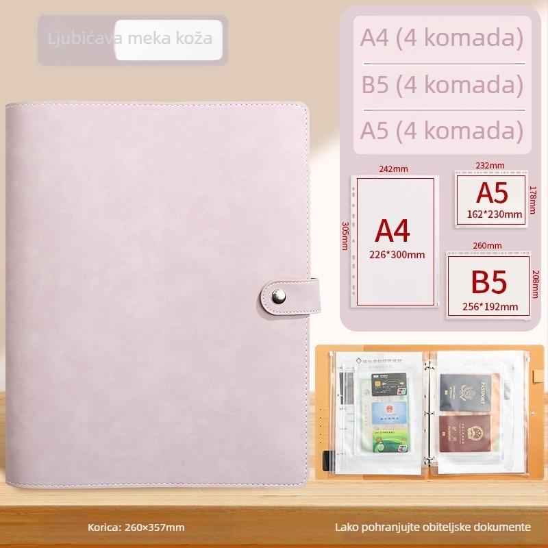 A4 mapa za dokumente sa zatvaračem Baiheng, model A4-id storage book, PU materijal, 3.5 cm debljina, 12 stranica