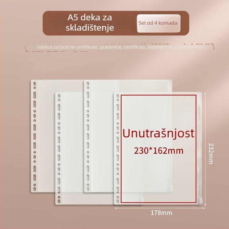 A4 mapa za dokumente sa zatvaračem Baiheng, model A4-id storage book, PU materijal, 3.5 cm debljina, 12 stranica