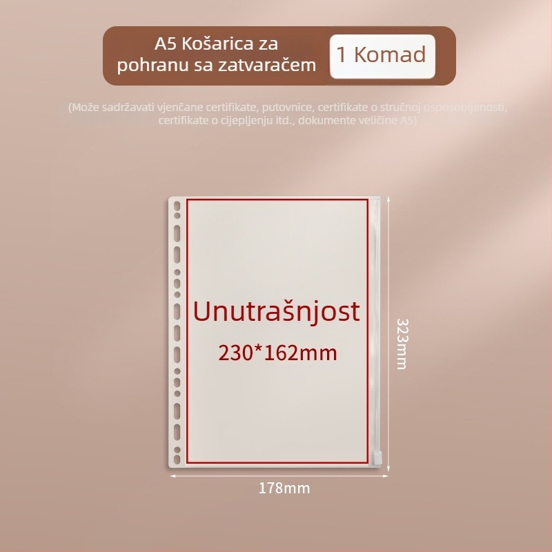 A4 mapa za dokumente sa zatvaračem Baiheng, model A4-id storage book, PU materijal, 3.5 cm debljina, 12 stranica