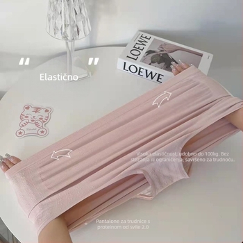 Trudničke hlače s visokim strukom, bez šavova, pamukaste, podstava u području prepona od Mulberry silk, antibakterijske