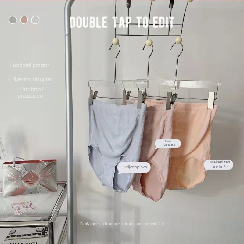 Trudničke hlače s visokim strukom, bez šavova, pamukaste, podstava u području prepona od Mulberry silk, antibakterijske