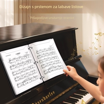 Držač partitura A4 za klavir, PP materijal, jednostrani folder, bez odsjaja, prozirni umetak